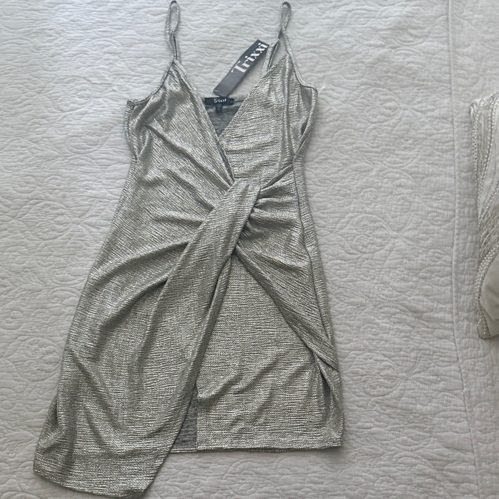 Trixxi Shimmering Silver Dress